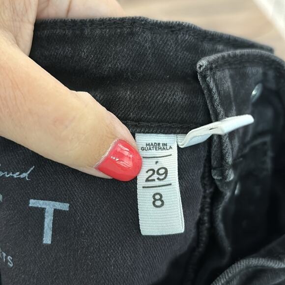 Loft Black Button Fly Mid Rise Skinny Jeans With Raw Hem Size 8 - Picture 7 of 9
